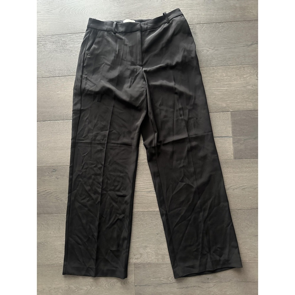 H&M Dress Pants Womens 10 Black Straight Leg Trousers Stretch‎ Workwear Office